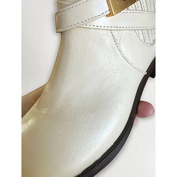 Tory Burch T-Hardware Chelsea Dulce De Leche Cream Ivory Leather Boots size 8 - Picture 8 of 13
